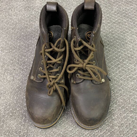 Columbia Hard Rock Mid Leather Boots Men's 9 Brown Hiking Work Lace Up Chunky - Picture 4 of 16